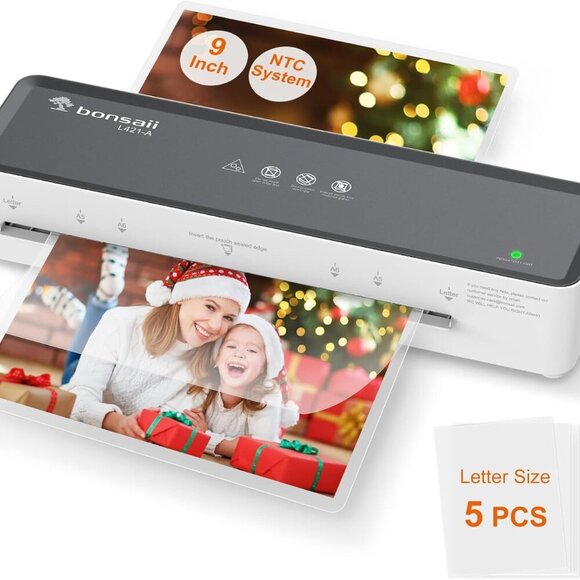 Laminator Machine with 5 Laminating Sheets, 9 Inch Thermal Laminating Machine fo - Picture 1 of 7